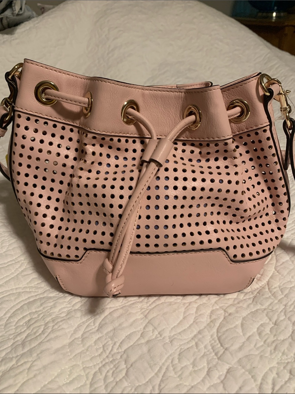 Rebecca Minkoff Blush Pink Perforated Bucket Bag